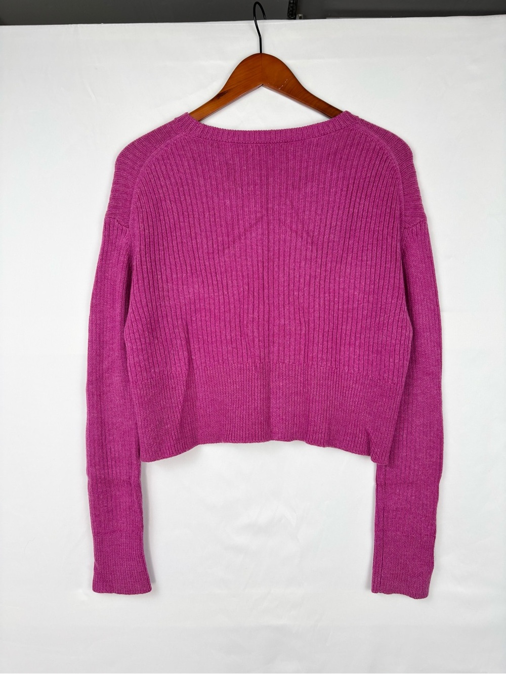 Staud Keith Sweater Peace Crop Pink Size S Wool Blend Knit Crew Embroidered - Picture 3 of 7